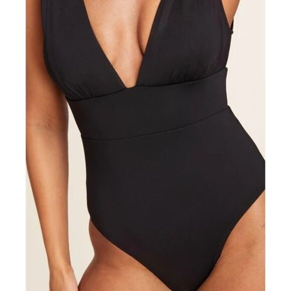 Andie Swim The Cheeky Mykonos One Piece Black XSmall Swimsuit Plunge V-neckline - Picture 4 of 4